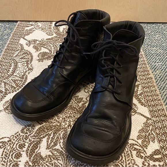 Vintage Arnold Churgin Handmade in Italy Black Leather Lace-up Boots Size 39 8 - Picture 5 of 10